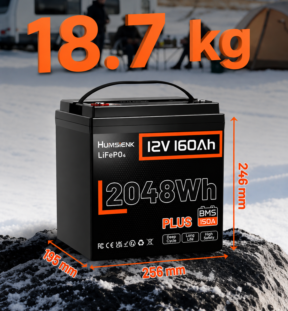 Humsienk 12V 160Ah LiFePO4 akkumulátor – Basic