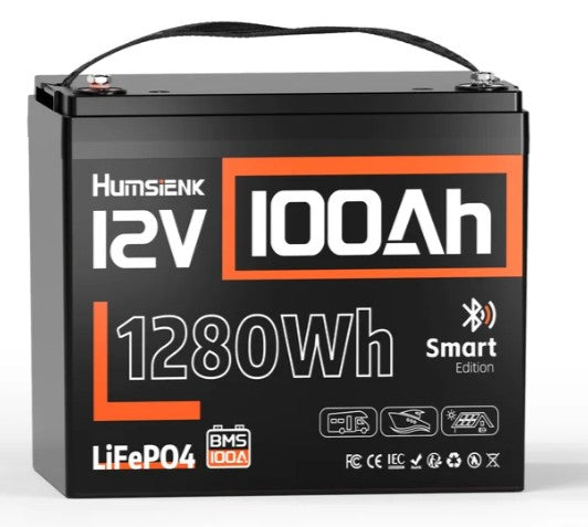 Humsienk 12V 100Ah LiFePO4 akkumulátor – Bluetooth
